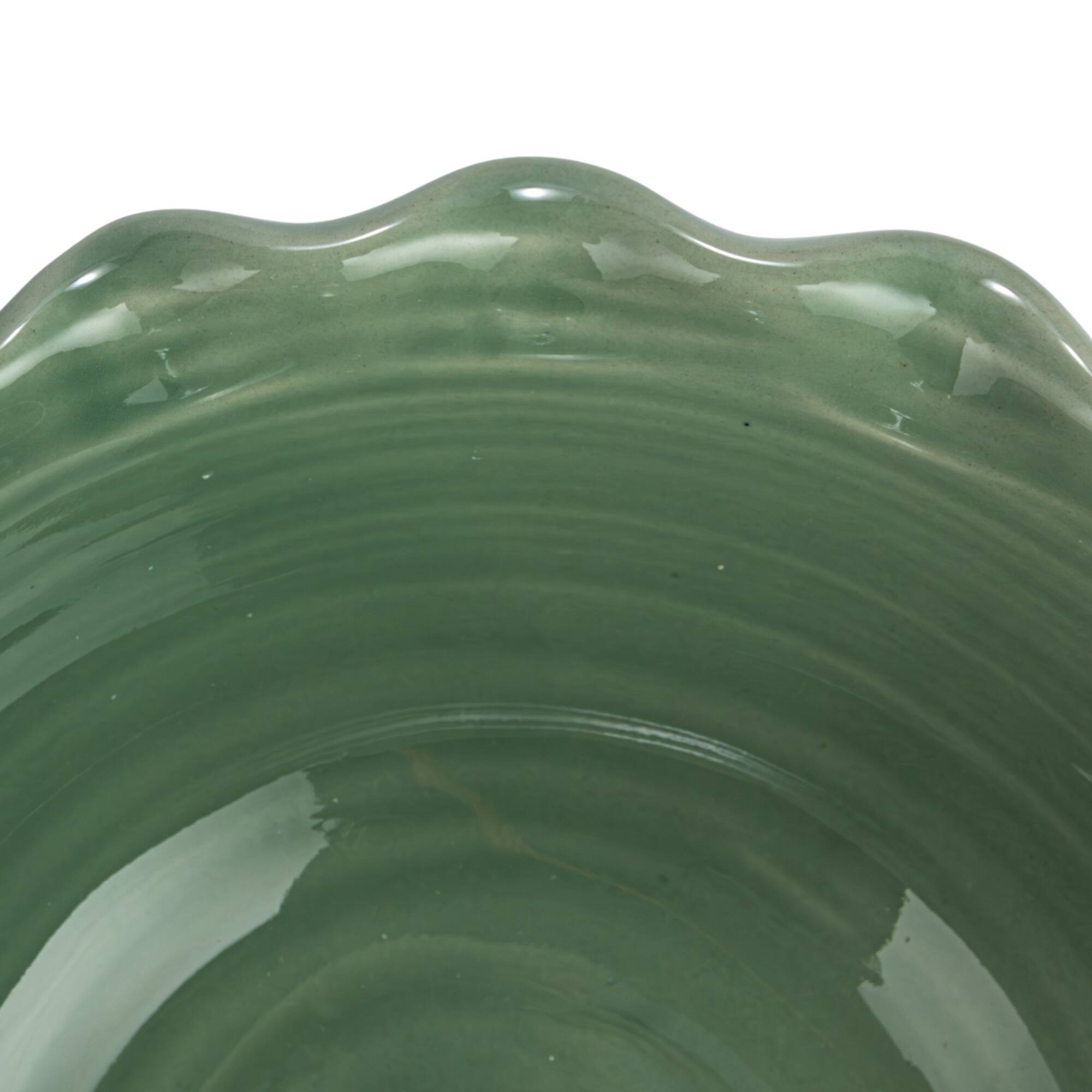 Hello Honey® 10" Blue, Green & Cream Stoneware Bowl with Scalloped Edge Set